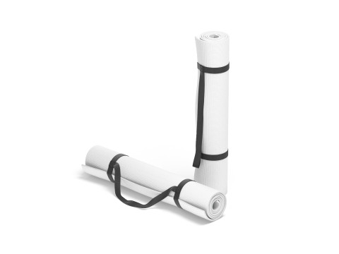 White Rolled 2 Yoga Mat - sport stand carpet set with handle strap 3D Model