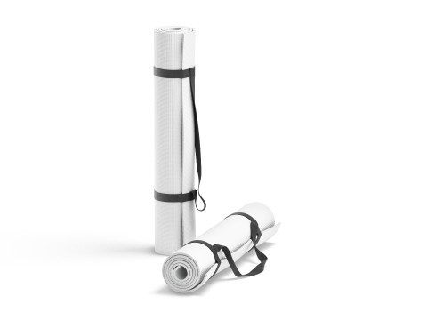 White Rolled 2 Yoga Mat - sport stand carpet set with handle strap 3D Model