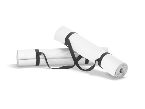 White Twisted Yoga Mat Set- two gym roll rubber yogi pad with handles 3D मॉडल