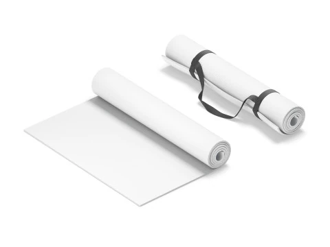 Tapete de ioga branco meio dobrado 2 tipos - conjunto de tapete de ioga enrolado para turismo de meditação Modelo 3D