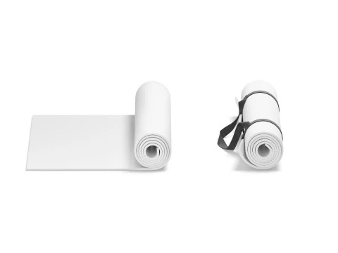 White Half Folded 2 Types Yoga Mat - meditation tourism rolled yogamat set 3D Model