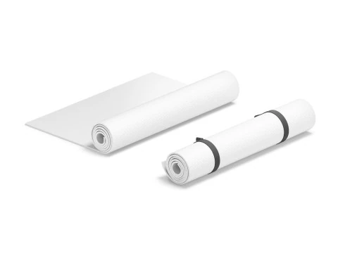 White Half Folded 2 Types Yoga Mat - meditation tourism rolled yogamat set 3D Model