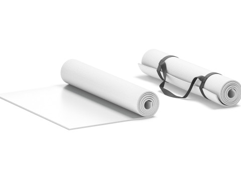 White Half Folded 2 Types Yoga Mat - meditation tourism rolled yogamat set 3D Модель