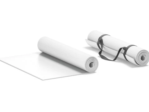 White Half Folded 2 Types Yoga Mat - meditation tourism rolled yogamat set 3D Model