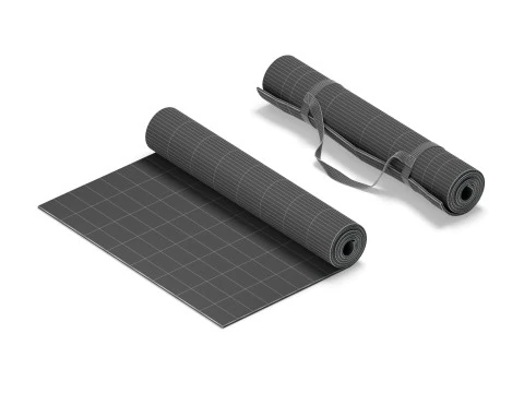 White Half Folded 2 Types Yoga Mat - meditation tourism rolled yogamat set 3D Model