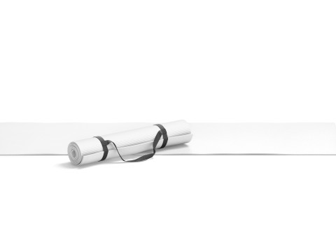 White Unfolded Rolled Yoga Mat Set - lying fitness pilates folded karemat 2 types Modello 3D