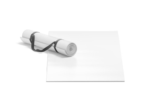 White Unfolded Rolled Yoga Mat Set - lying fitness pilates folded karemat 2 types Modello 3D