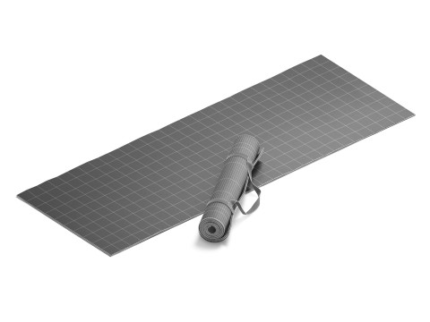 White Unfolded Rolled Yoga Mat Set - lying fitness pilates folded karemat 2 types Modello 3D
