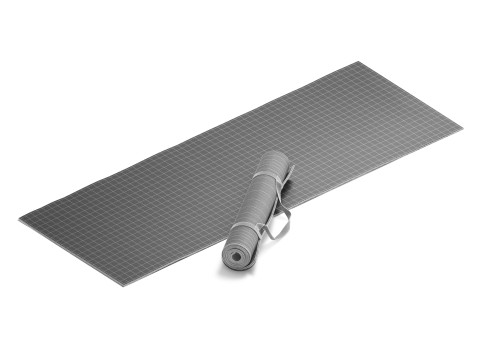 White Unfolded Rolled Yoga Mat Set - lying fitness pilates folded karemat 2 types Modello 3D