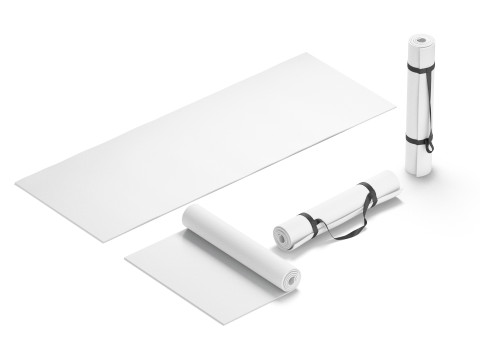 White Unfolded Rolled 4 Types Yoga Mat - training tourism sport roll and flat lay matt set 3D मॉडल