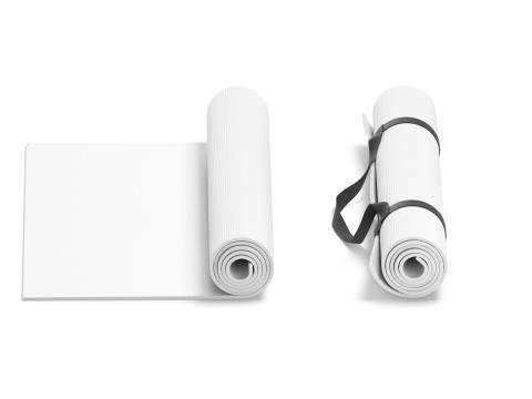 White Unfolded Rolled 4 Types Yoga Mat - training tourism sport roll and flat lay matt set 3D Модель