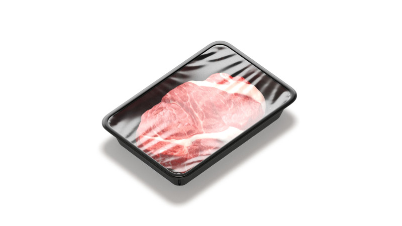Transparent Plastic Beef Pack - raw meat steak wrapped tray 3D Model .c4d .max .obj .3ds .fbx .stl .blend 