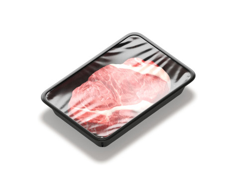 Transparent Plastic Beef Pack - raw meat steak wrapped tray 3Dモデル
