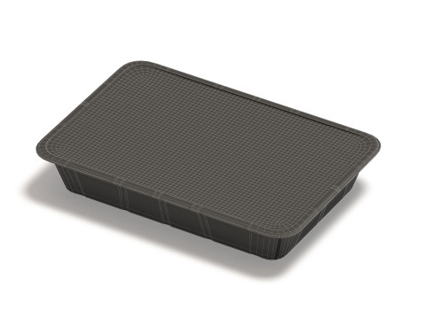 Transparent Plastic Beef Pack - raw meat steak wrapped tray 3D Model