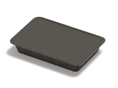 Transparent Plastic Beef Pack - raw meat steak wrapped tray 3D Model