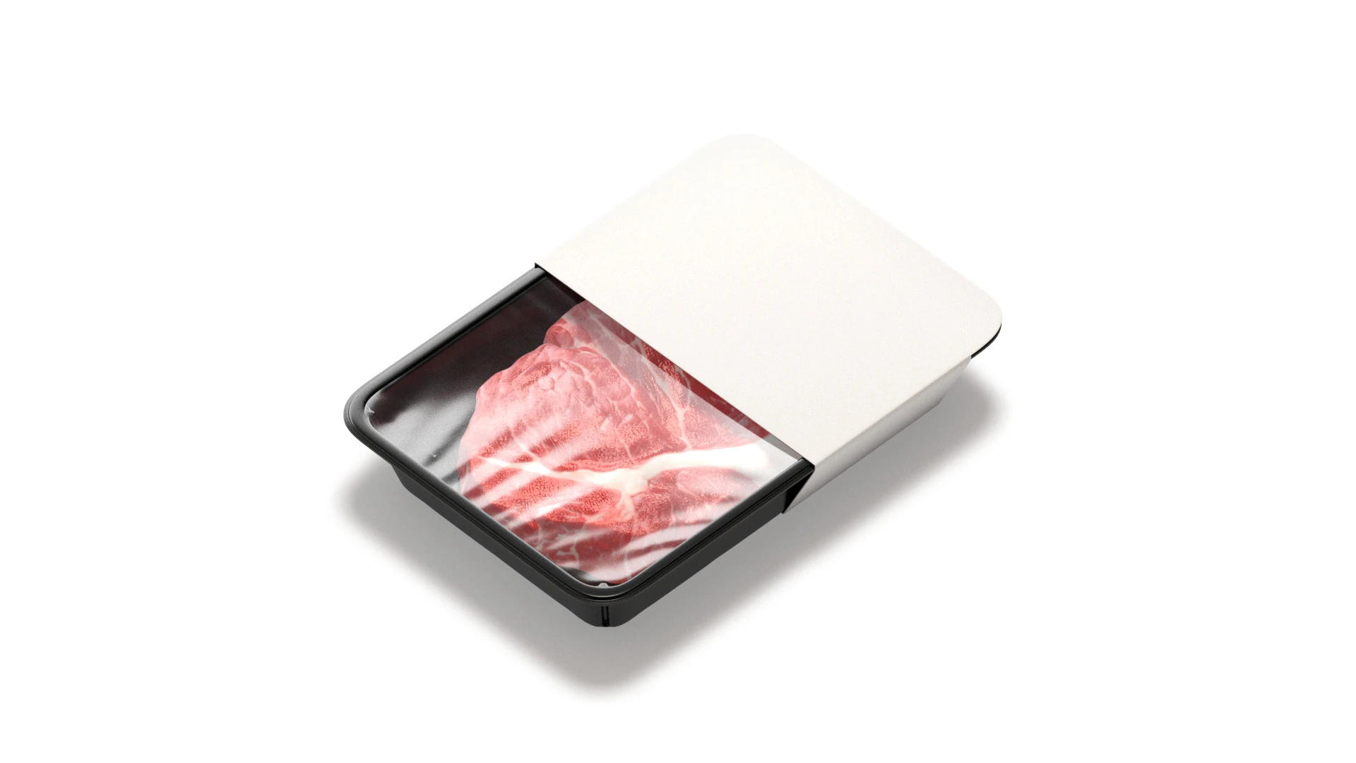 White Plastic Beef Pack With Label - fresh pork fillet disposable container 3D Model .c4d .max .obj .3ds .fbx .stl .blend 