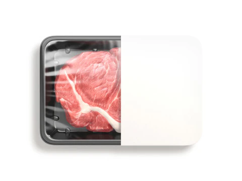 White Plastic Beef Pack With Label - fresh pork fillet disposable container 3D Model