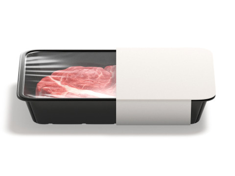 White Plastic Beef Pack With Label - fresh pork fillet disposable container 3D 모델