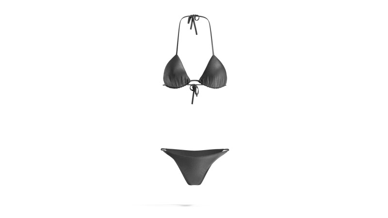 Czarne letnie bikini damskie - kobiecy strój plażowy typu tankini Model 3D .c4d .max .obj .3ds .fbx .stl .blend