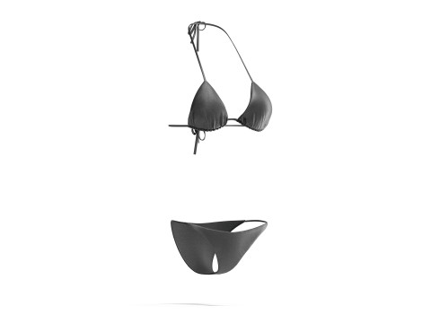 Czarne letnie bikini damskie - kobiecy strój plażowy typu tankini Model 3D