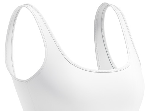 White Women One-Piece Swimsuit - female swim onepiece beachwear Model 3D