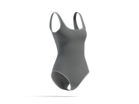 White Women One-Piece Swimsuit - female swim onepiece beachwear Model 3D