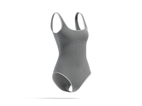 White Women One-Piece Swimsuit - female swim onepiece beachwear Model 3D
