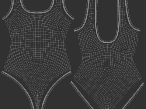 Beach Women Black Swimsuit - female sunbath swim bodysuit 3D Model