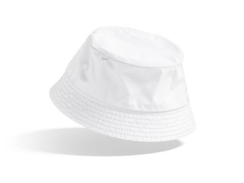 White Nylon Bucket Hat - brim summer panama cap Model 3D