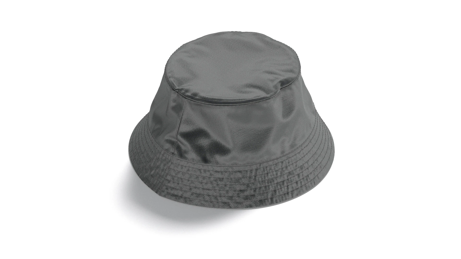 Black Nylon Bucket Hat - polyester headwear sunhat 3D Model .c4d .max .obj .3ds .fbx .stl .blend 