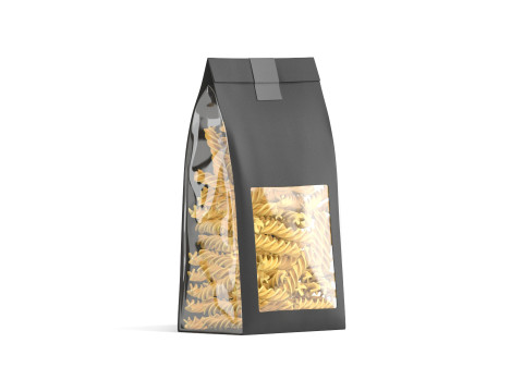 Black Paper Fusilli Pasta Package - transparent spiral noodles packet Modelo 3D