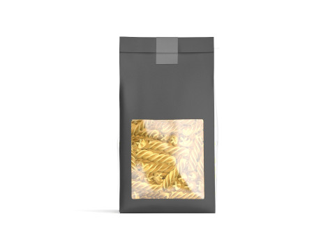 Black Paper Fusilli Pasta Package - transparent spiral noodles packet Modelo 3D