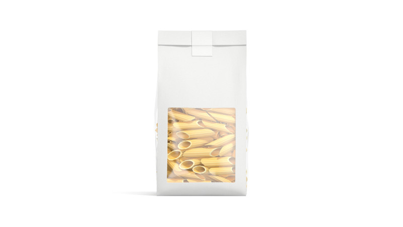 White Paper Penne Pasta Pack - transparent italian macaroni food bag 3D 模型 .c4d .max .obj .3ds .fbx .stl .blend 