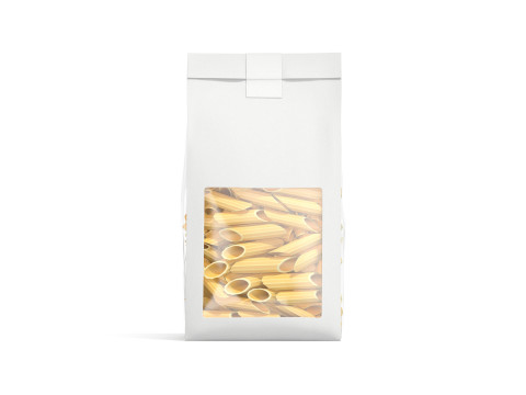 White Paper Penne Pasta Pack - transparent italian macaroni food bag Modelo 3D