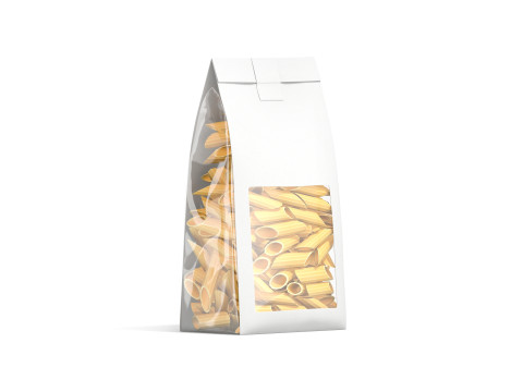 White Paper Penne Pasta Pack - transparent italian macaroni food bag 3D 模型