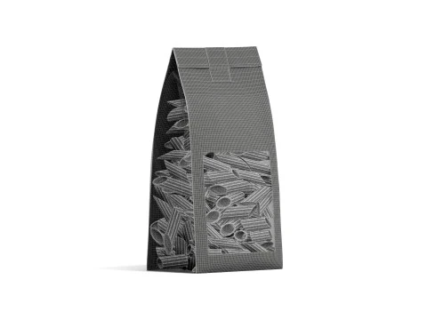 White Paper Penne Pasta Pack - transparent italian macaroni food bag 3D Model