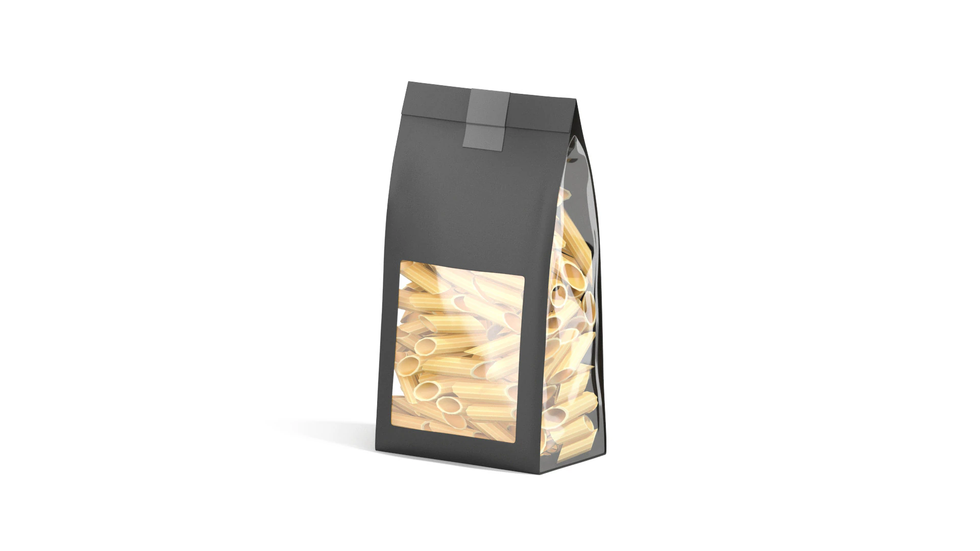 Black Paper Penne Pasta Package - transparent pennine noodles label box 3D Model .c4d .max .obj .3ds .fbx .stl .blend 