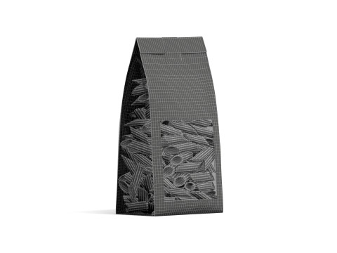 Black Paper Penne Pasta Package - transparent pennine noodles label box Modelo 3D