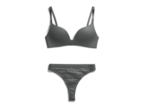Womens Lingerie Black Set - female bikini thong underpants with brassiere Model 3D