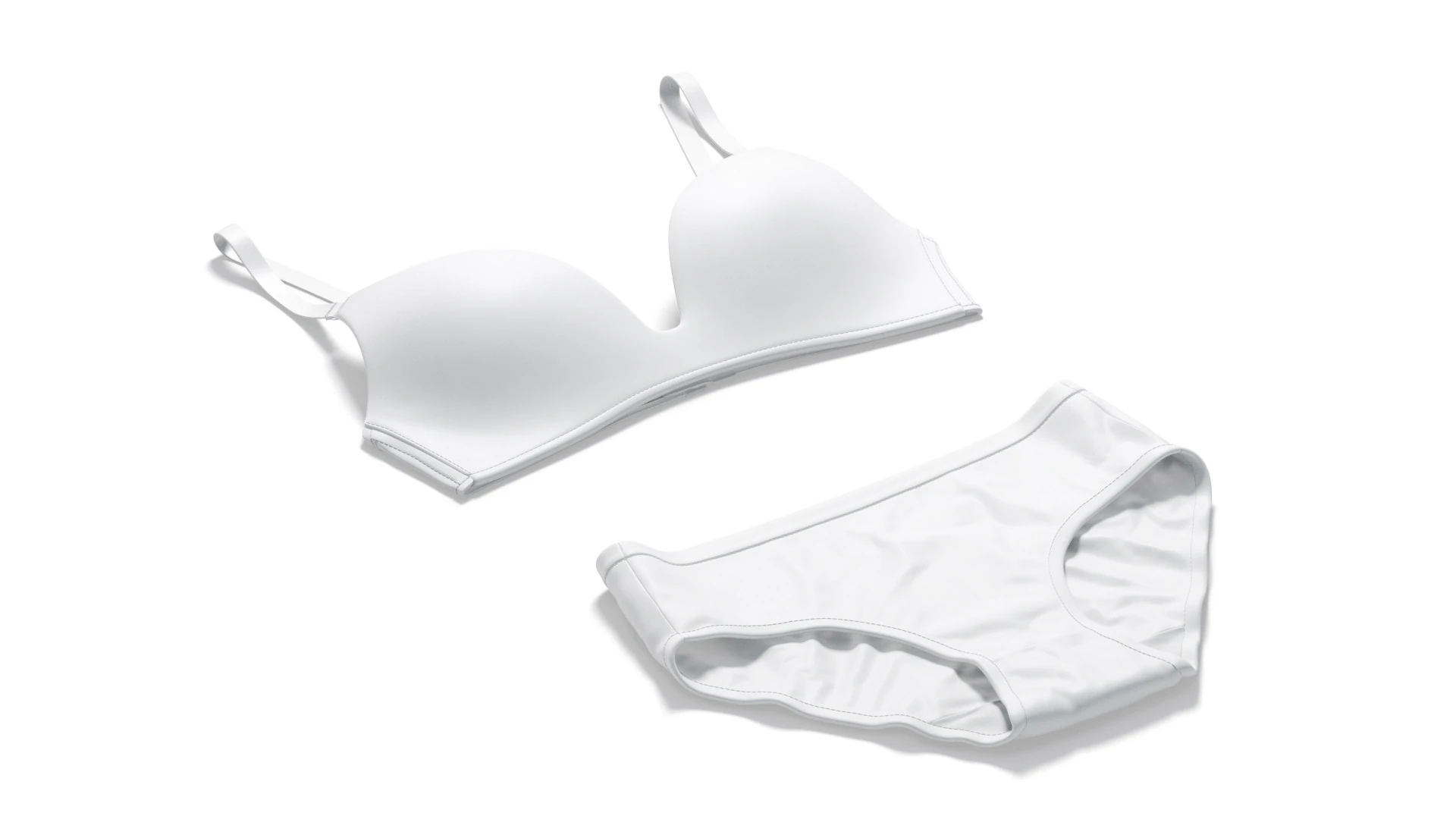 Womens Lingerie White Set With Briefs - underwear wireless bra with slip panties 3D Model .c4d .max .obj .3ds .fbx .stl .blend