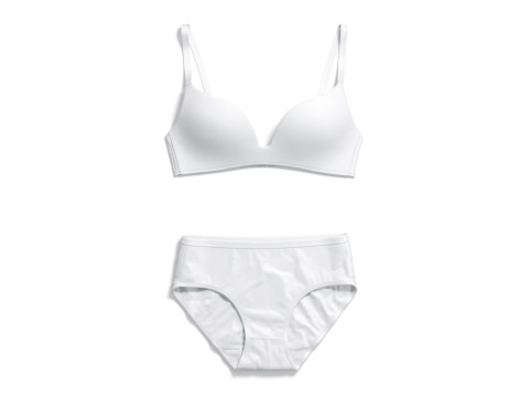 Womens Lingerie White Set With Briefs - underwear wireless bra with slip panties Model 3D