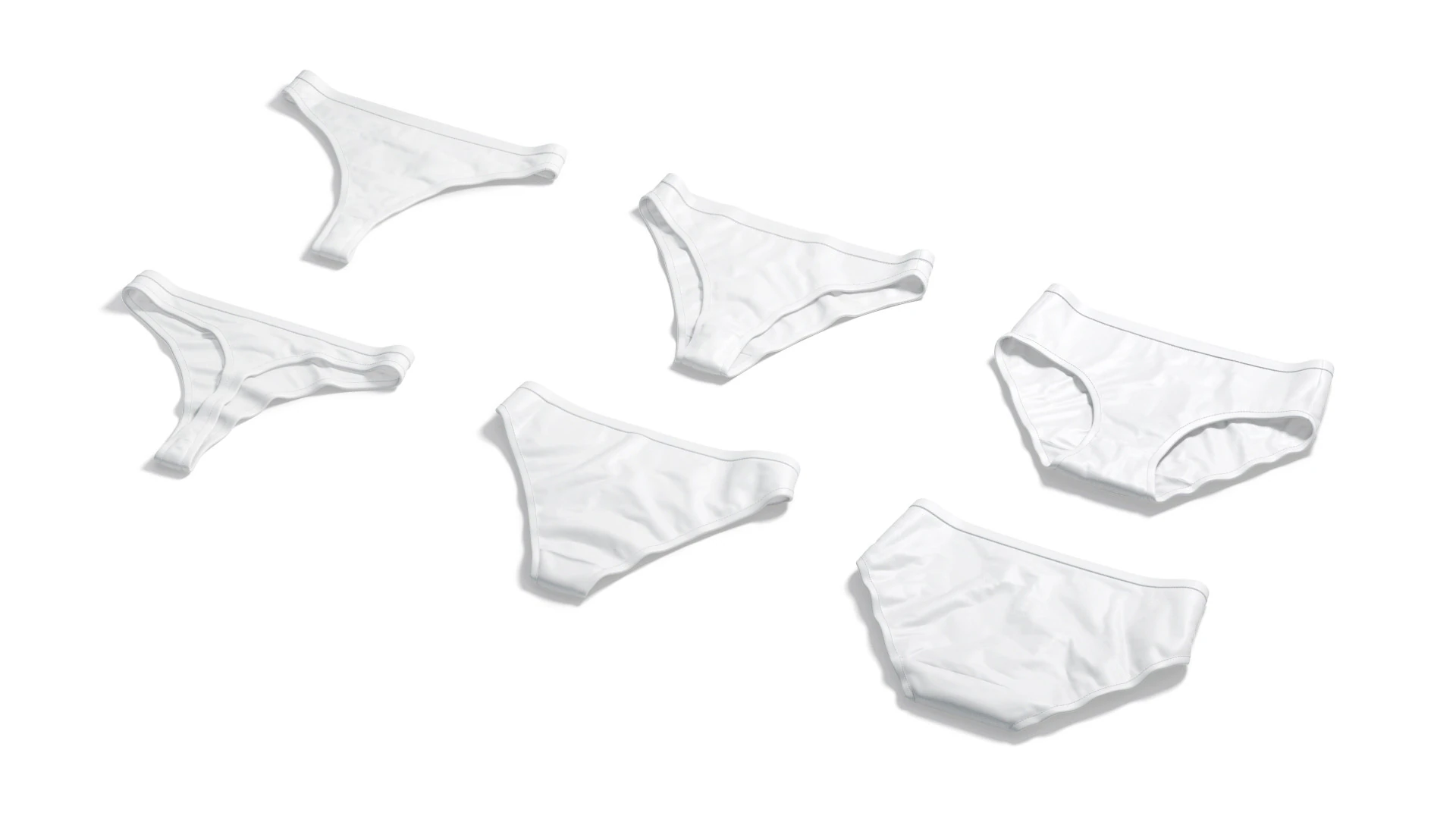 Womens Panties White Set - thong slip brief types panties 3D Model .c4d .max .obj .3ds .fbx .stl .blend 