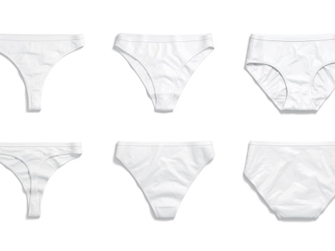 Womens Panties White Set - thong slip brief types panties 3Dモデル