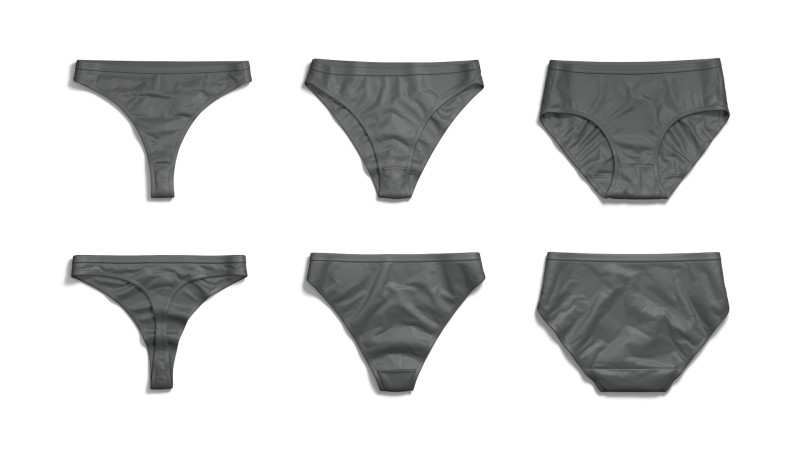 Womens Panties Black 3 Type - female lingerie underpants set 3D Модель .c4d .max .obj .3ds .fbx .stl .blend