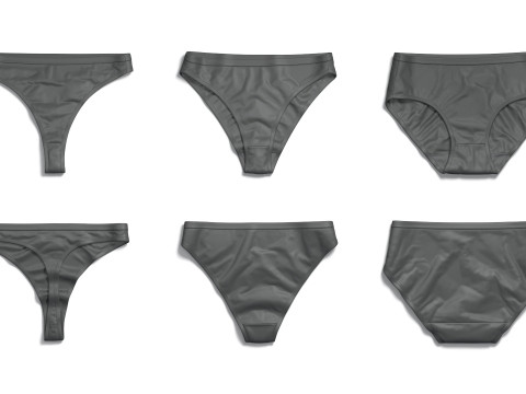 Womens Panties Black 3 Type - female lingerie underpants set 3D 모델