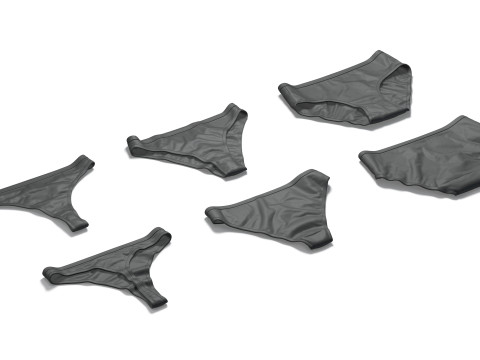 Womens Panties Black 3 Type - female lingerie underpants set 3D Модель