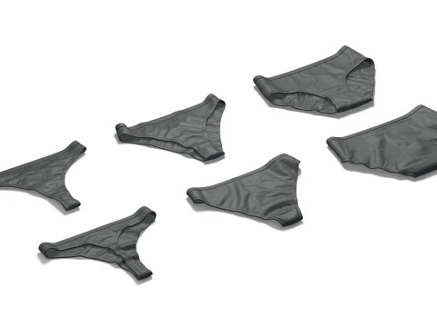 Womens Panties Black 3 Type - female lingerie underpants set 3D Model