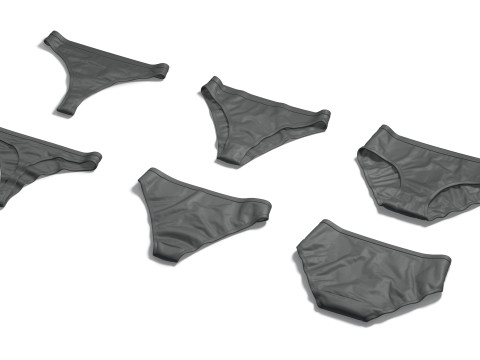 Womens Panties Black 3 Type - female lingerie underpants set 3D Модель