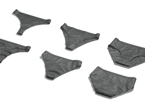 Womens Panties Black 3 Type - female lingerie underpants set 3D Model