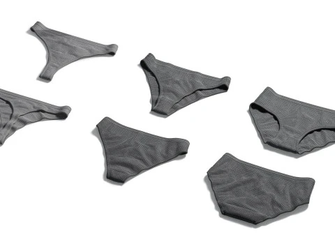 Womens Panties Black 3 Type - female lingerie underpants set 3D Model